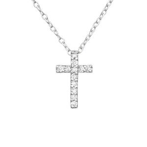 NWT Sterling Silver Cross Necklace with Sparkling Stones – Timeless Gift